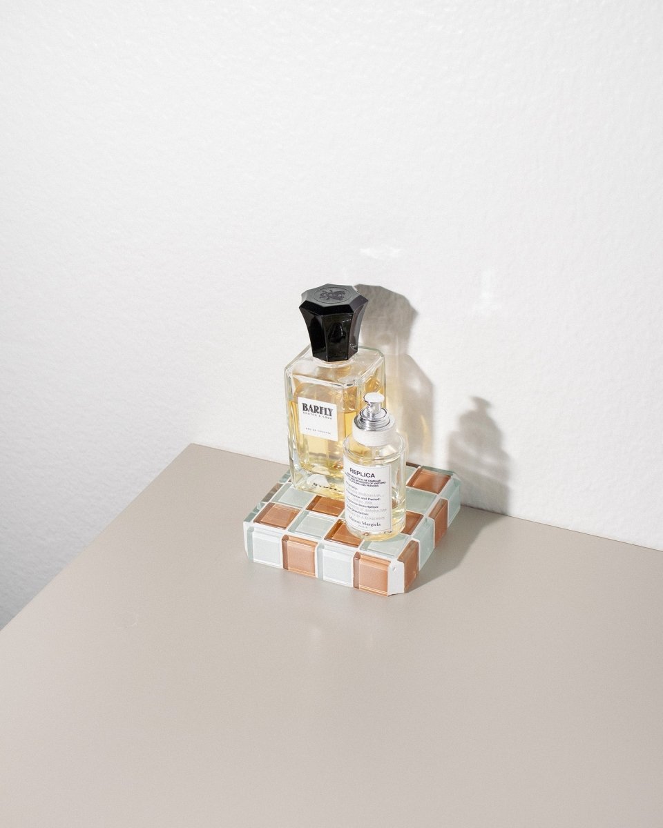 Subtle Art Studios Glass Tile Cube Trinket Dish - Caramel Macchiato