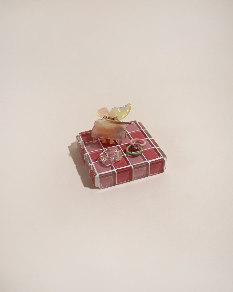 Subtle Art Studios Glass Tile Cube Trinket Dish - Cotton Candy