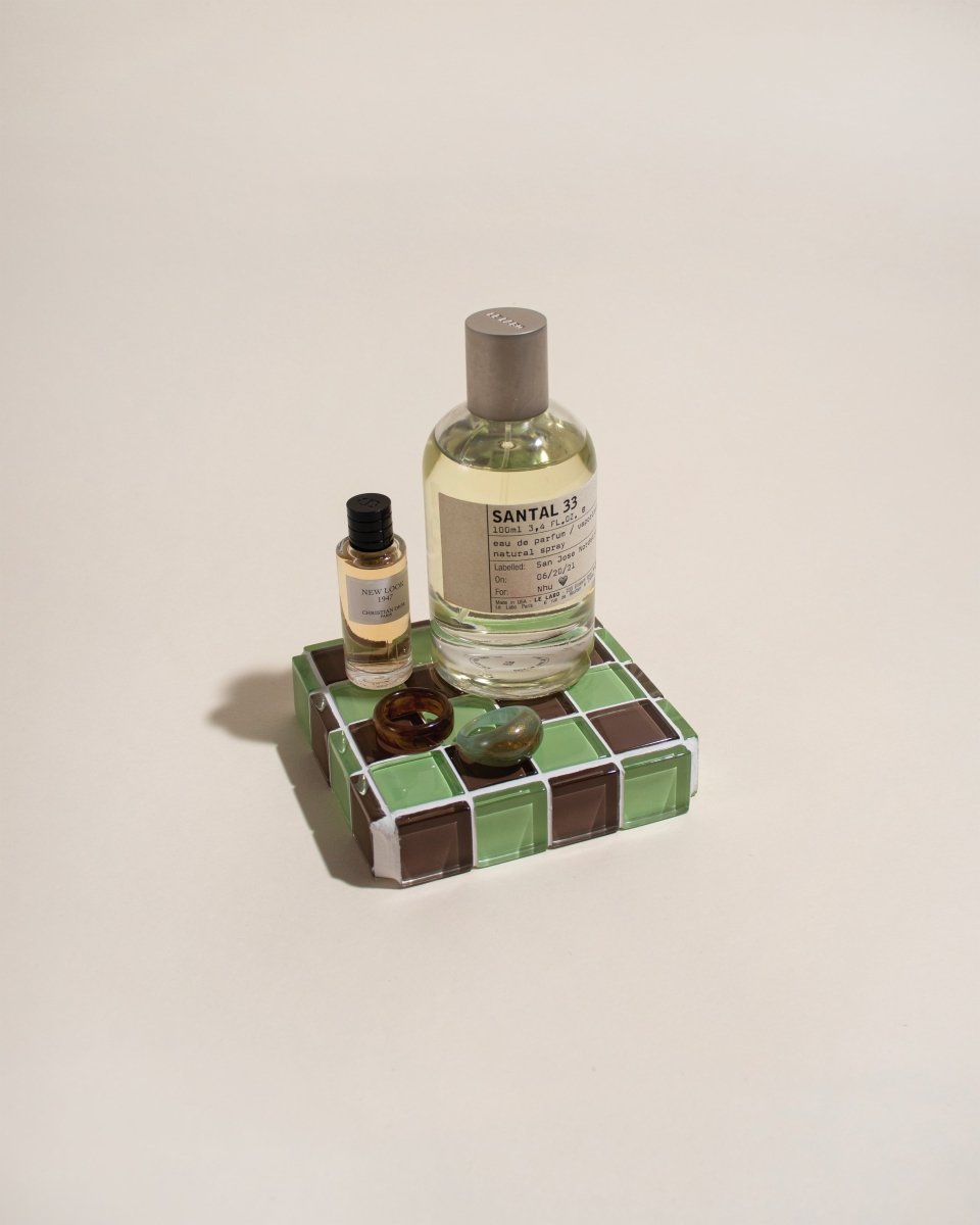 Subtle Art Studios Glass Tile Cube Trinket Dish - Mint Dark Chocolate