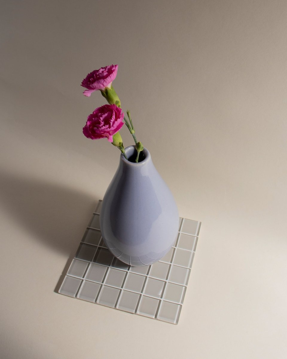 Subtle Art Studios Glass Tile Decorative Tray - Beige Canvas