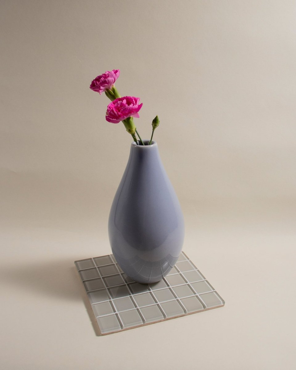 Subtle Art Studios Glass Tile Decorative Tray - Beige Canvas
