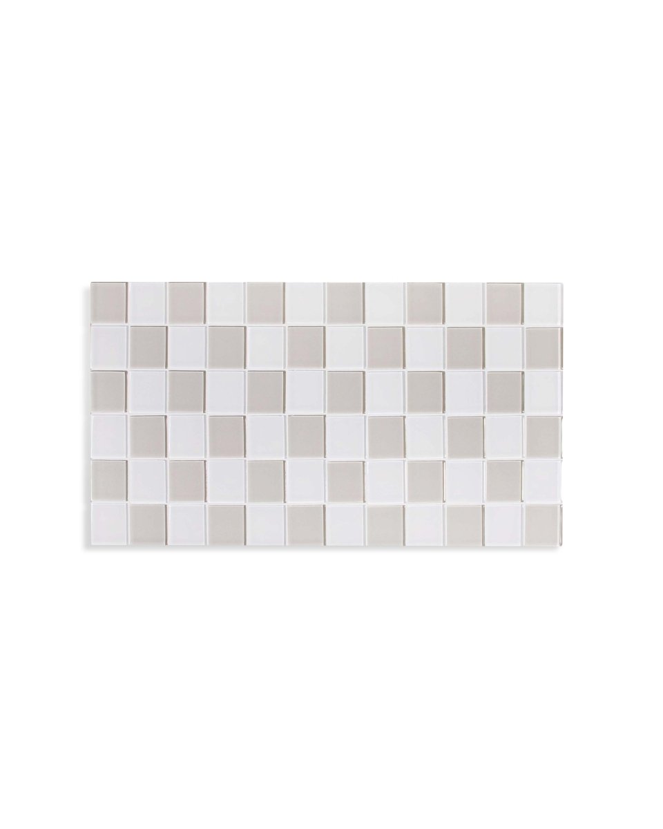 Subtle Art Studios Glass Tile Decorative Tray - Beige & White Checkered