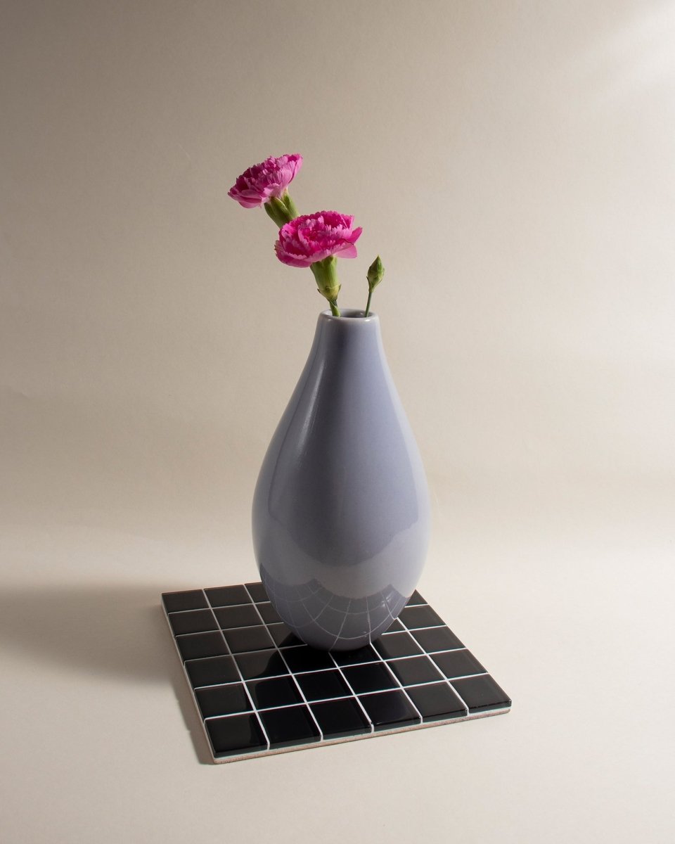 Subtle Art Studios Glass Tile Decorative Tray - Black Canvas