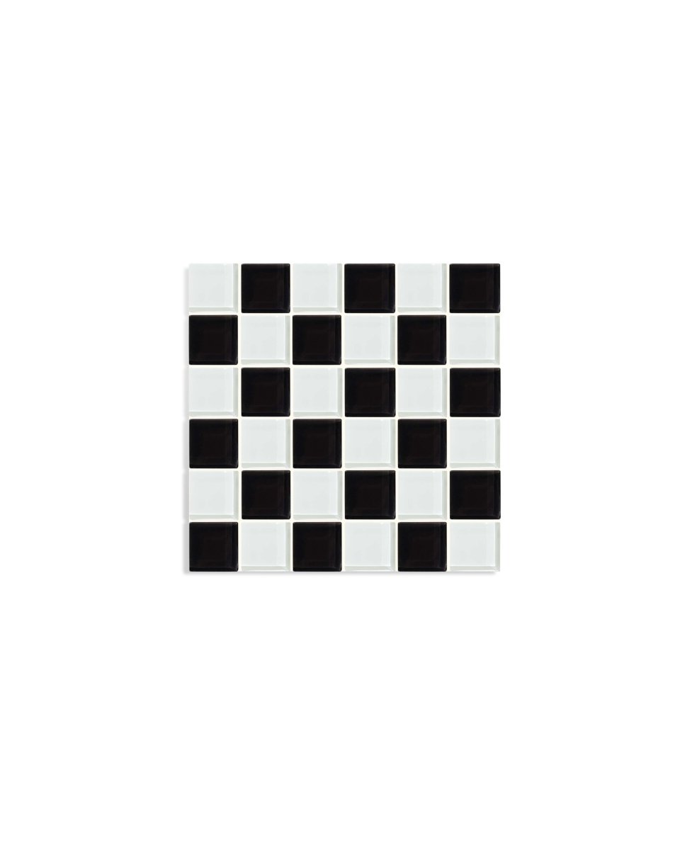 Subtle Art Studios Glass Tile Decorative Tray - Black & White Checkered