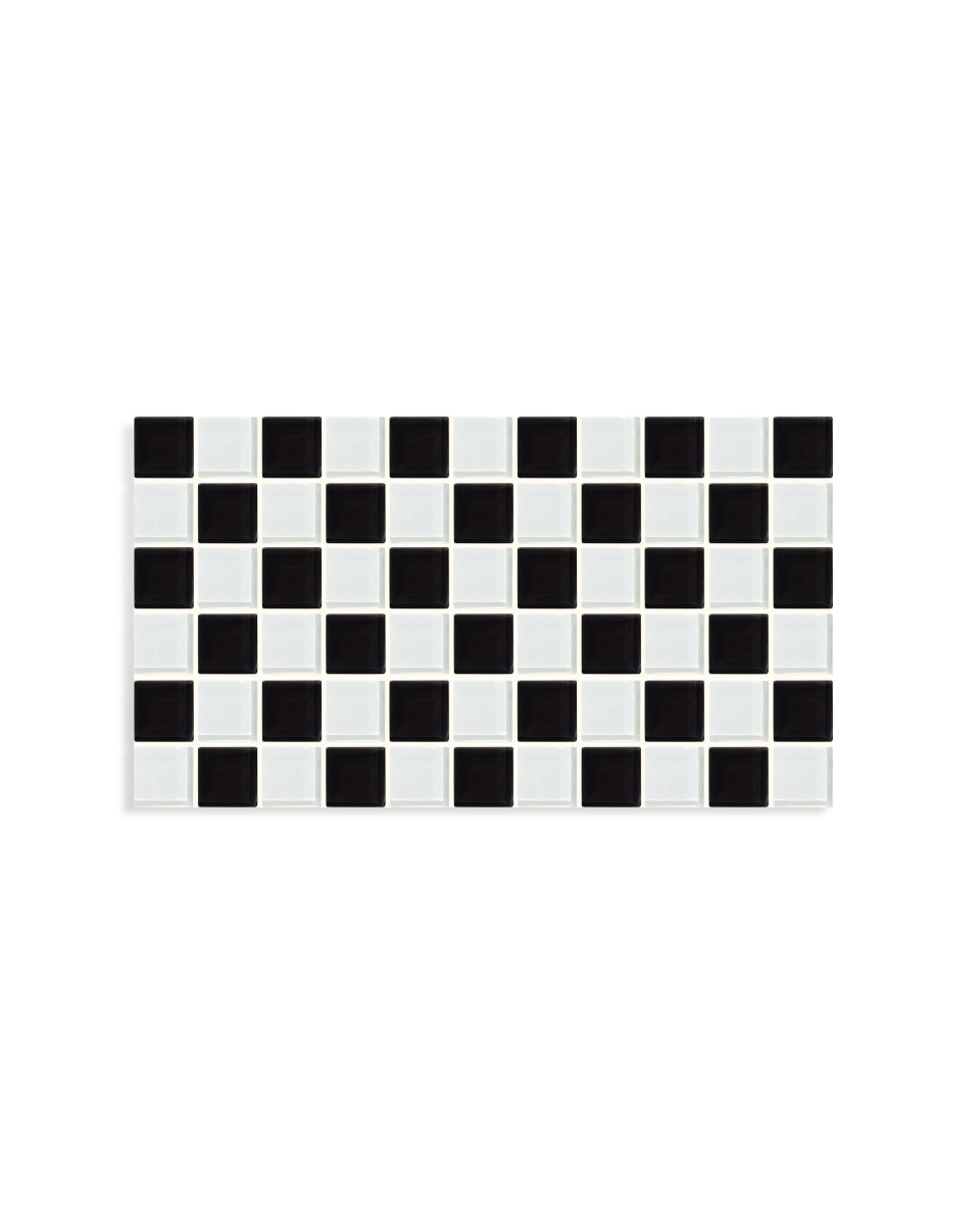 Subtle Art Studios Glass Tile Decorative Tray - Black & White Checkered