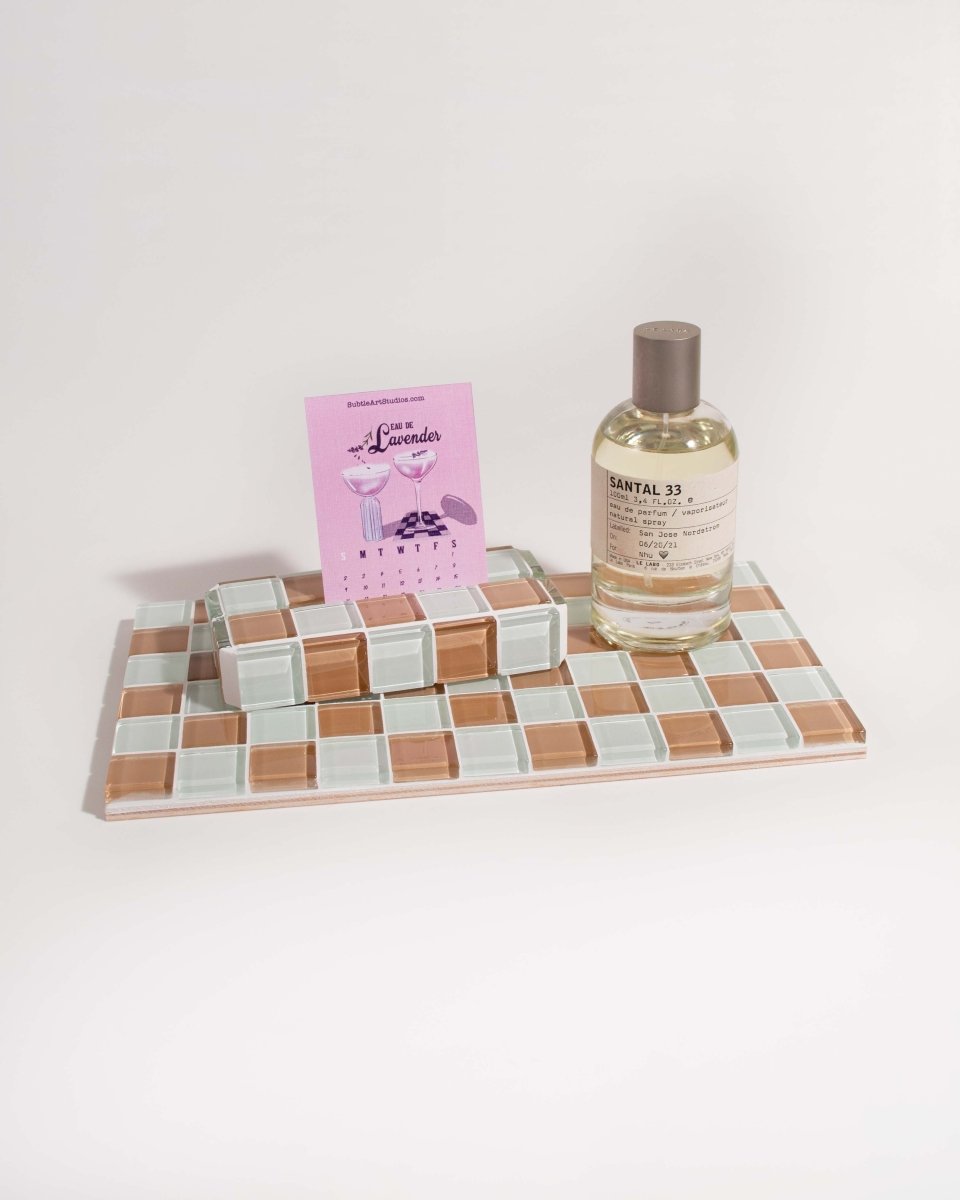 Subtle Art Studios Glass Tile Decorative Tray - Hazelnut Milk Chocolate