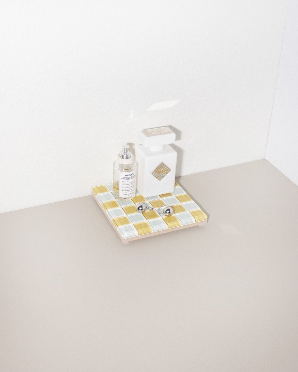 Subtle Art Studios Glass Tile Decorative Tray - Honey Milk Chocolate