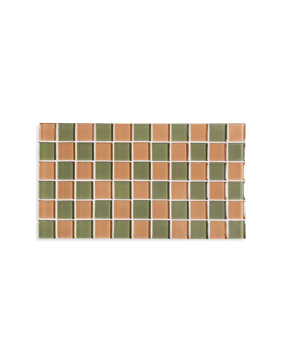 Subtle Art Studios Glass Tile Decorative Tray - I Olive You Checkered