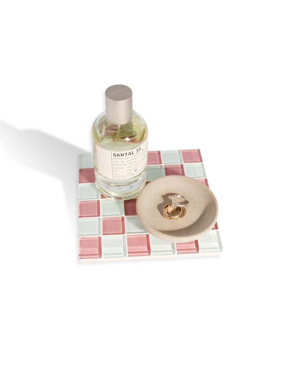 Subtle Art Studios Glass Tile Decorative Tray - Pink Himalayan Milk Chocolate