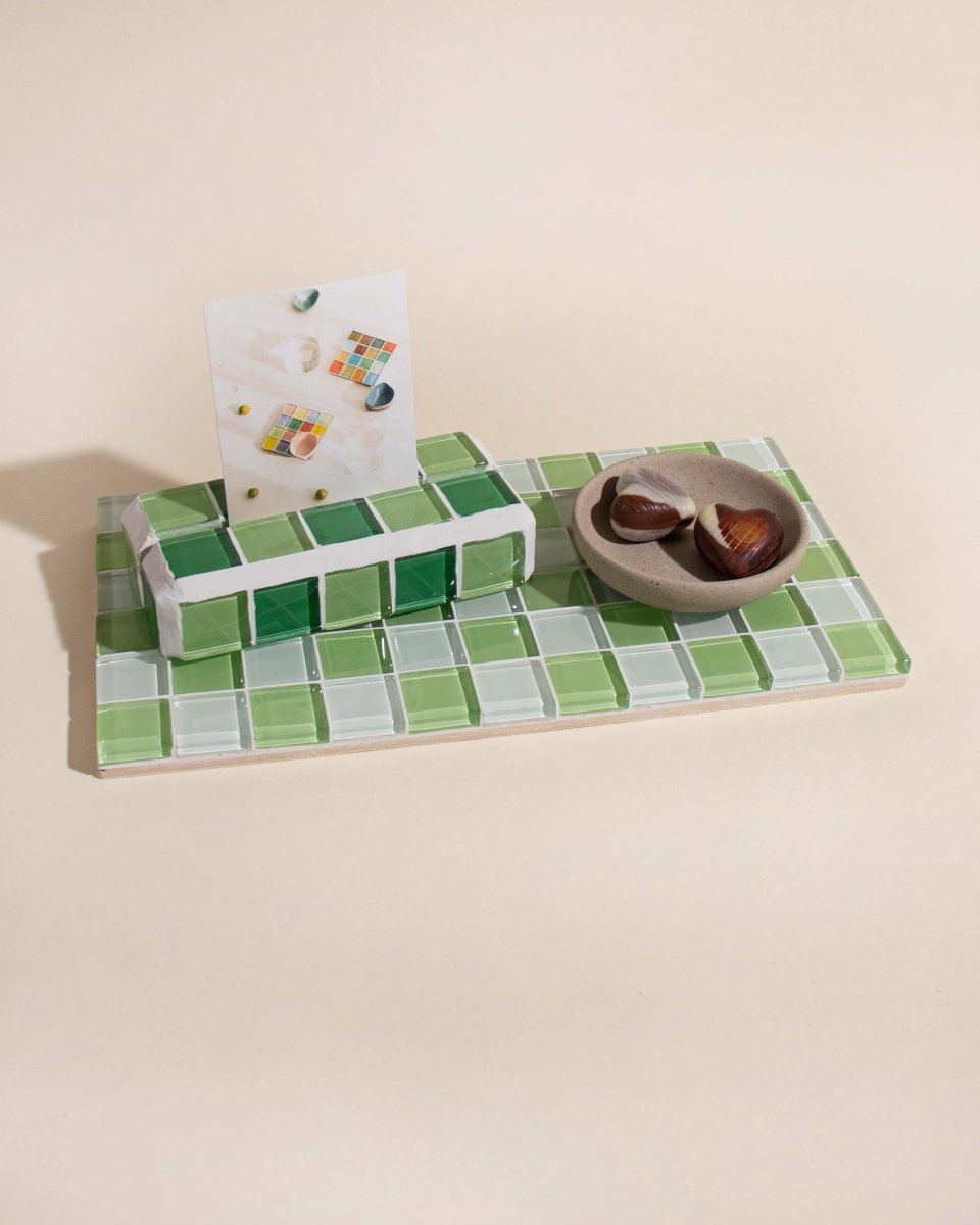 Subtle Art Studios Glass Tile Decorative Tray - Pistachio Milk Chocolate