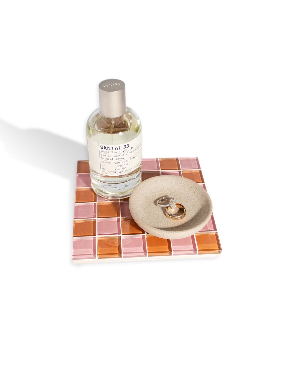 Subtle Art Studios Glass Tile Decorative Tray - Sunrose Amber