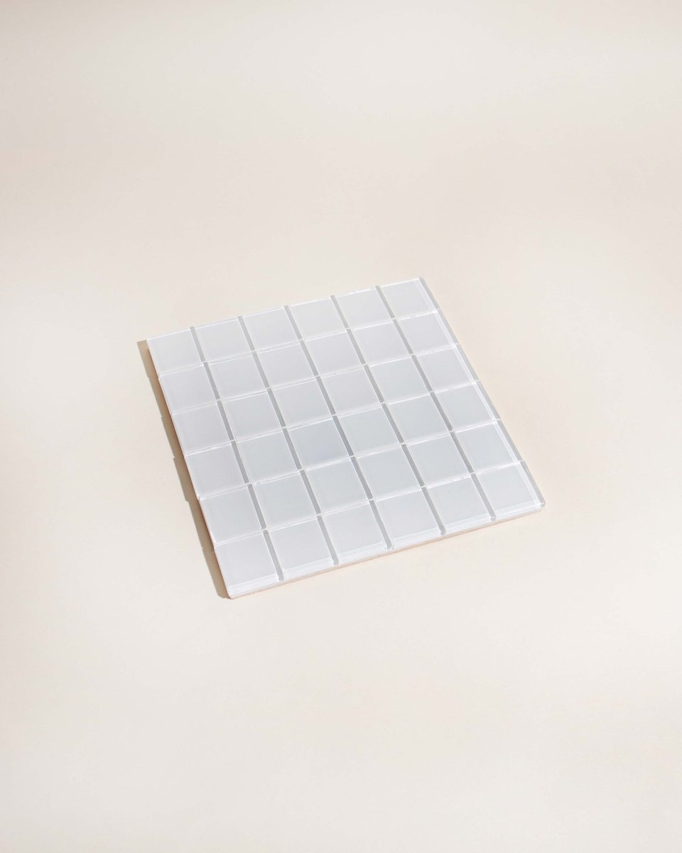 Subtle Art Studios Glass Tile Decorative Tray - White Canvas