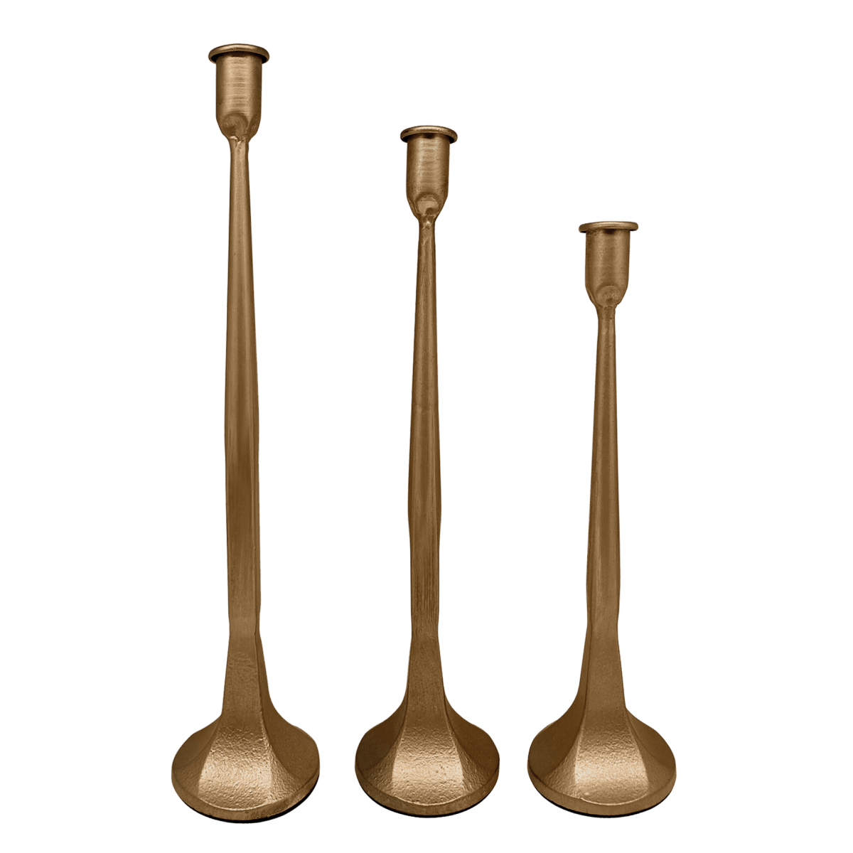 Sweet Water Decor Gold Cast Iron Taper Candle Holders, Set of 3 - lily & onyx