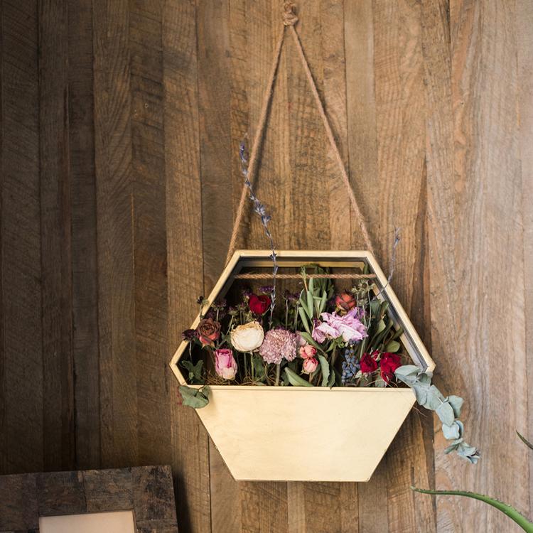
                      
                        Modern Gold Metal Hexagon Hanging Planter
                      
                    