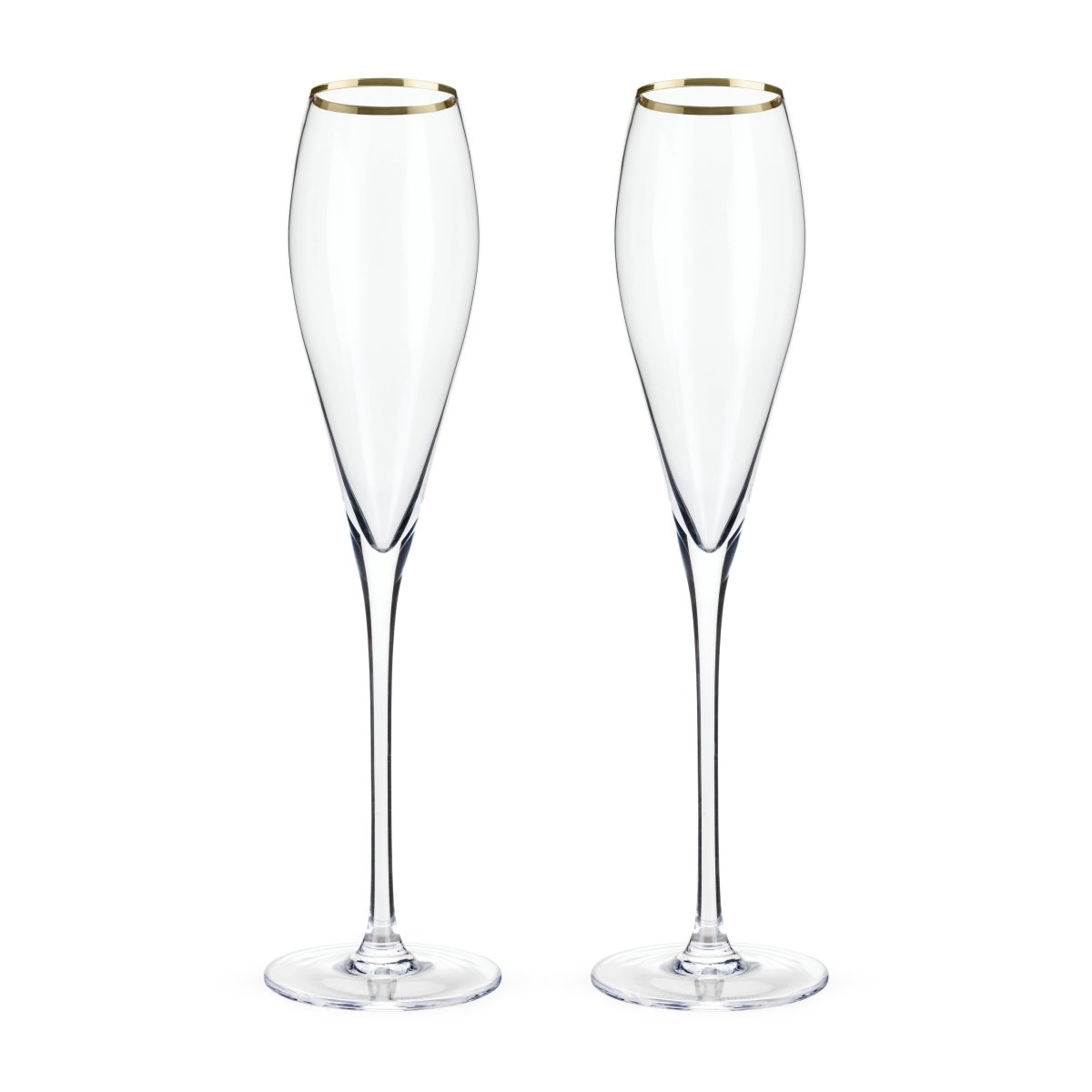 Viski Gold - Rimmed Crystal Champagne Flutes, Set of 2 - lily & onyx