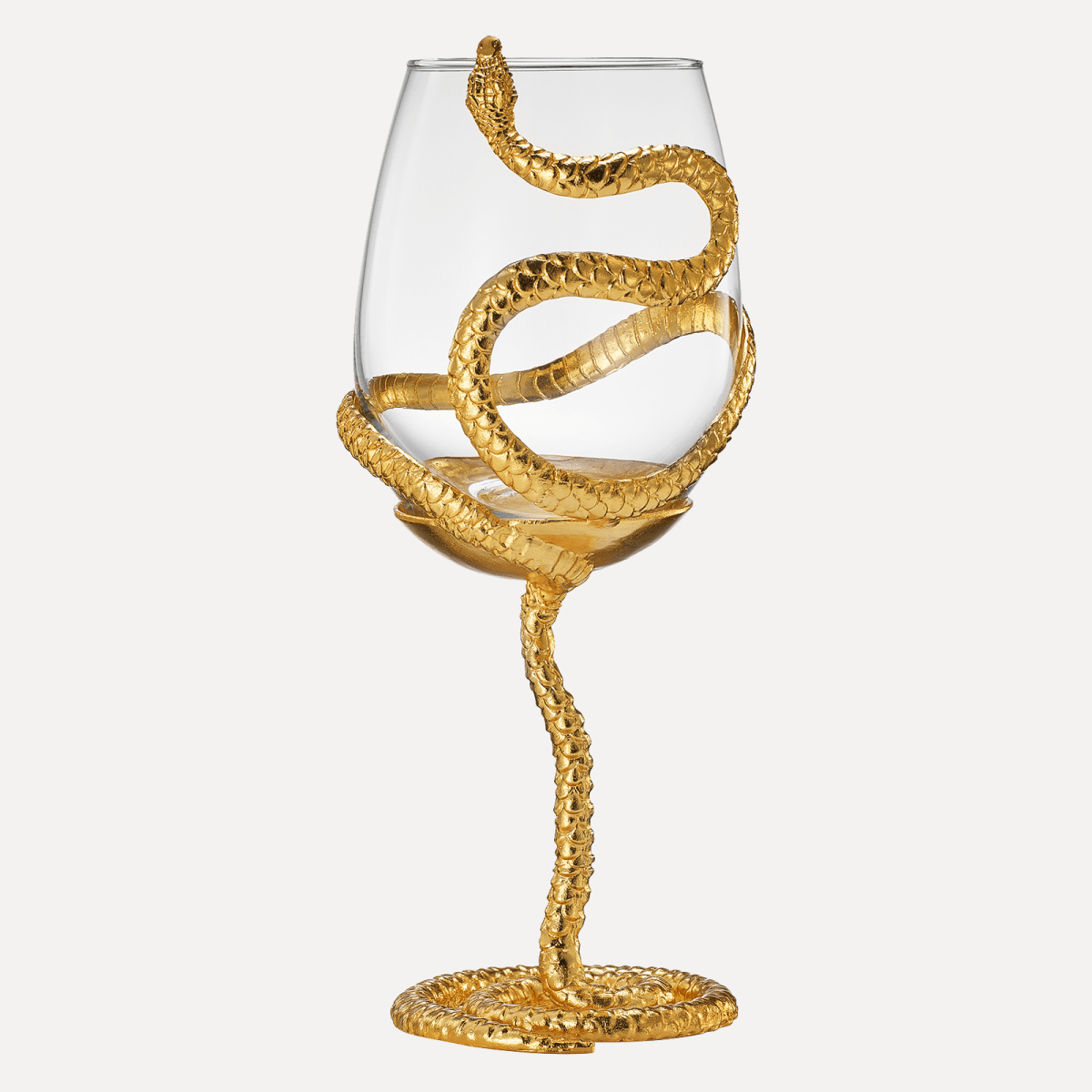 The Wine Savant Gold Stemmed Snake Wine Glass, 19oz - lily & onyx