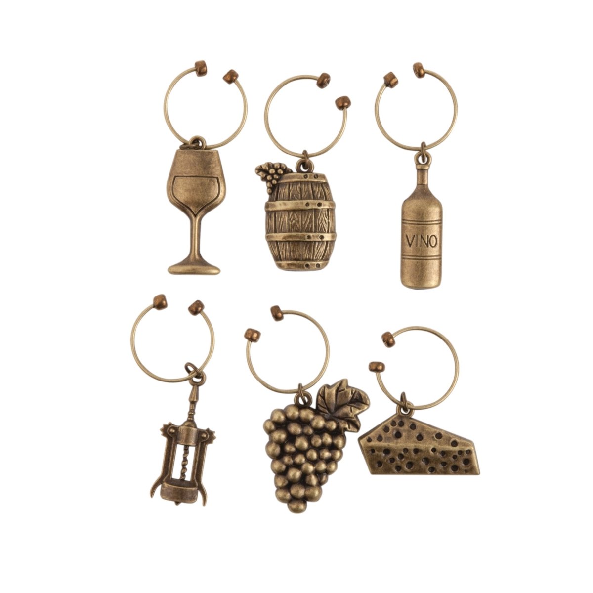 Twine Living Gold Vineyard Wine Charms, Set of 6 - lily & onyx