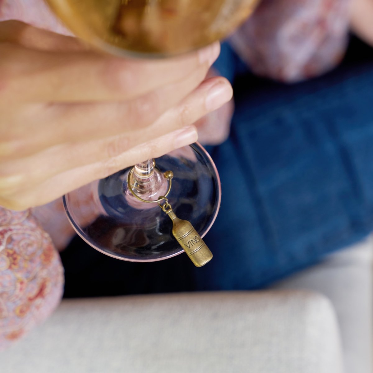 Twine Living Gold Vineyard Wine Charms, Set of 6 - lily & onyx