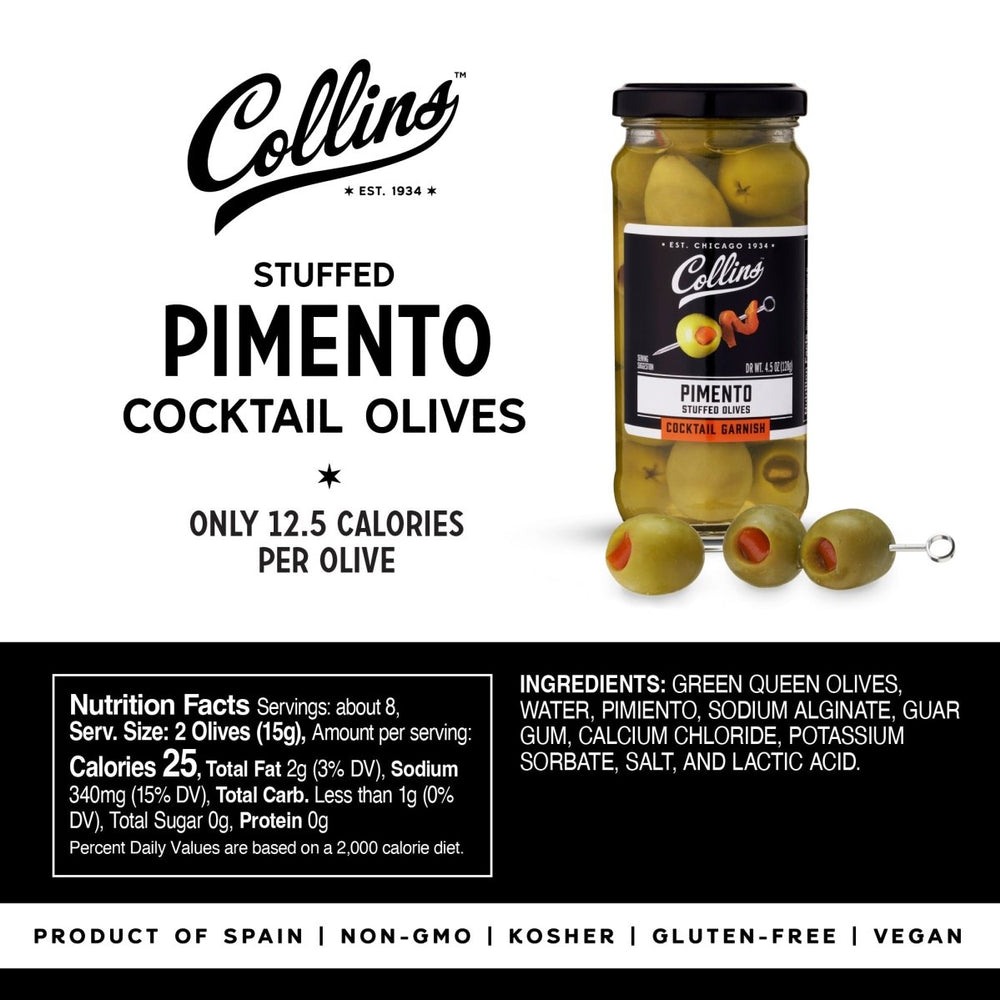 
                      
                        Collins Gourmet Martini Pimento Olives, 4.5 oz - lily & onyx
                      
                    