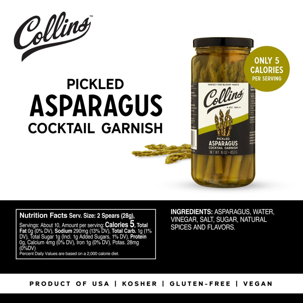 
                      
                        Collins Gourmet Pickled Asparagus, 16 oz - lily & onyx
                      
                    