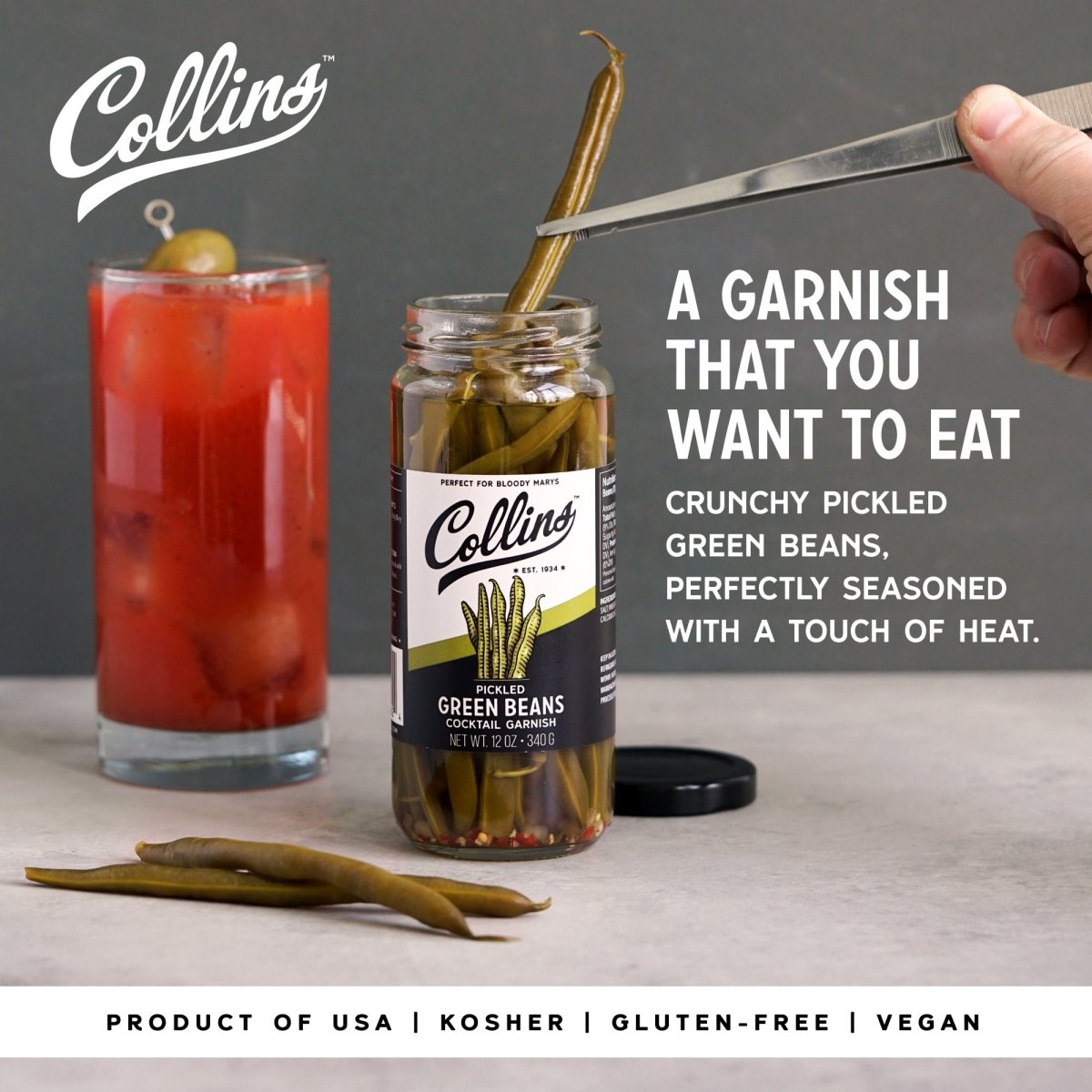 Collins Gourmet Pickled Green Beans, 12 oz - lily & onyx