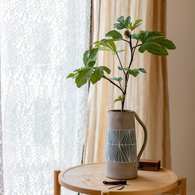 Rustic Reach Gray Blue Handpainted Terracotta Table Vase