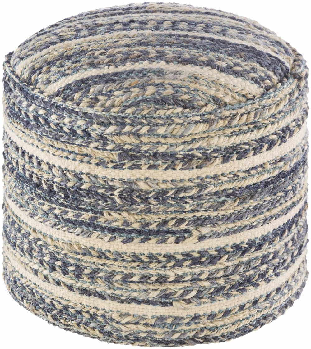 Boutique Rugs Grayville PTeal Hand Woven Jute Cylindrical Pouf - lily & onyx