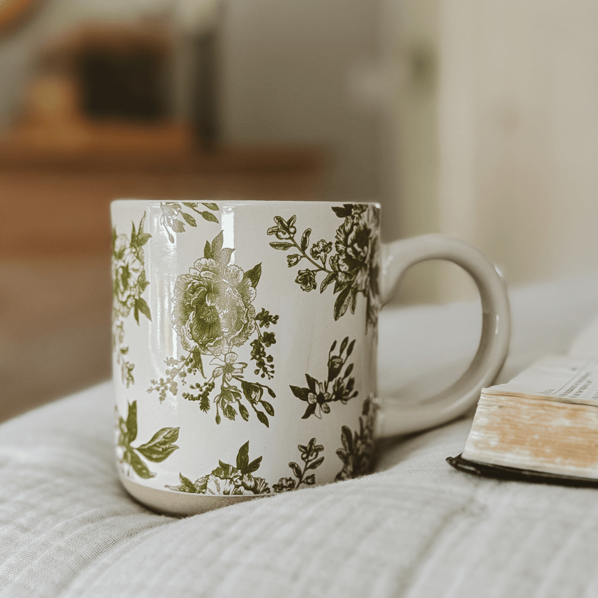 Sweet Water Decor Green Delft 14oz. Stoneware Coffee Mug - lily & onyx