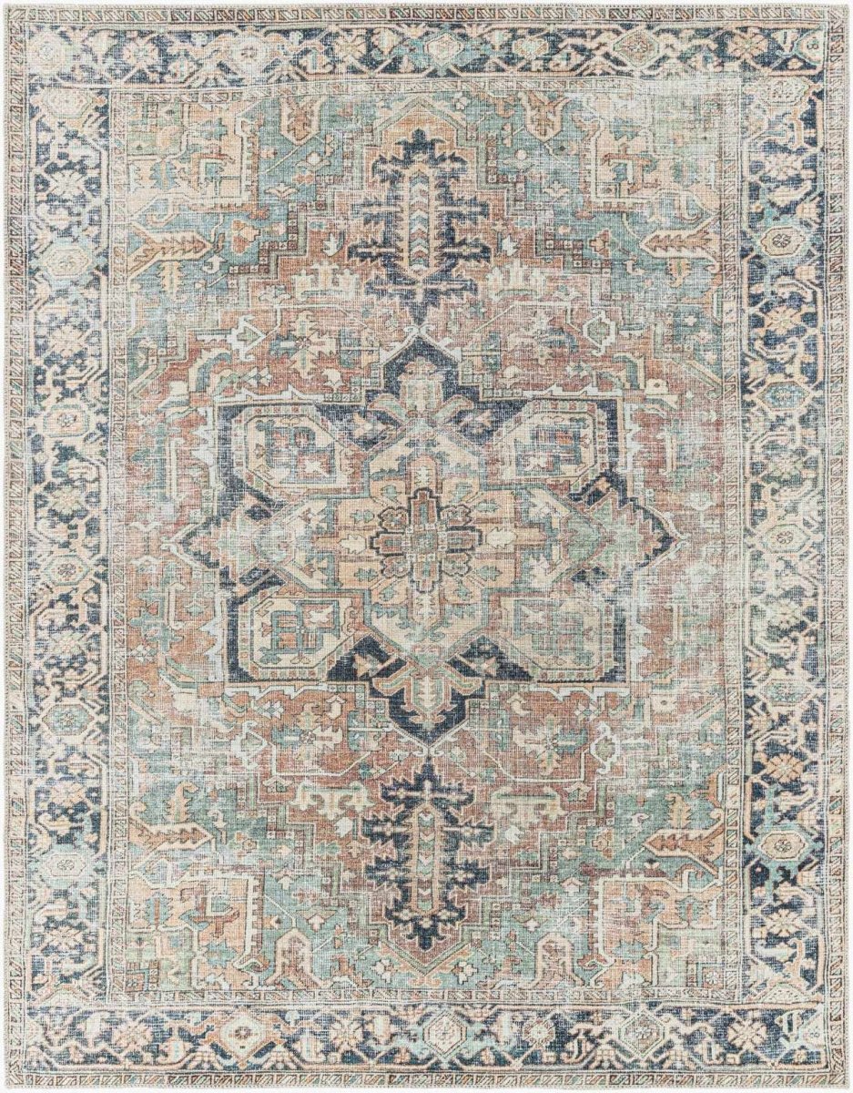 Hauteloom Green Nisa Vintage Washable Area Rug - lily & onyx
