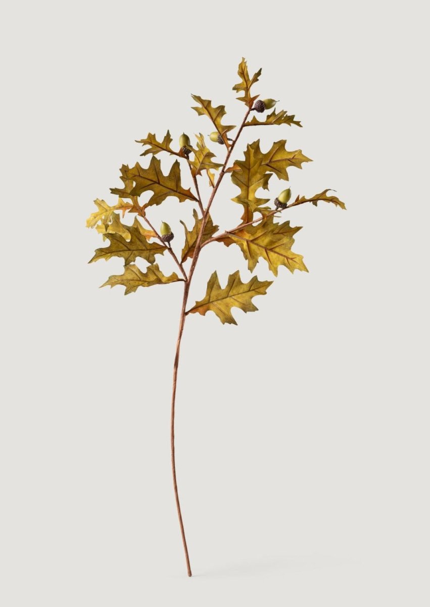 Afloral Green Yellow Faux Fall Oak and Acorn Branch - 28" - lily & onyx