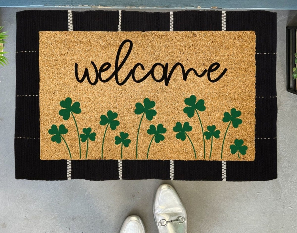 Nickel Designs Custom Doormats Growing Shamrocks St. Patricks Doormat - lily & onyx