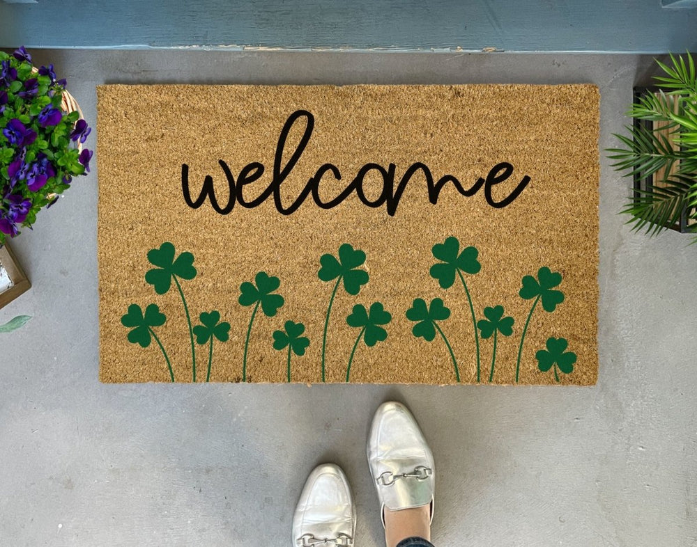 Nickel Designs Custom Doormats Growing Shamrocks St. Patricks Doormat - lily & onyx