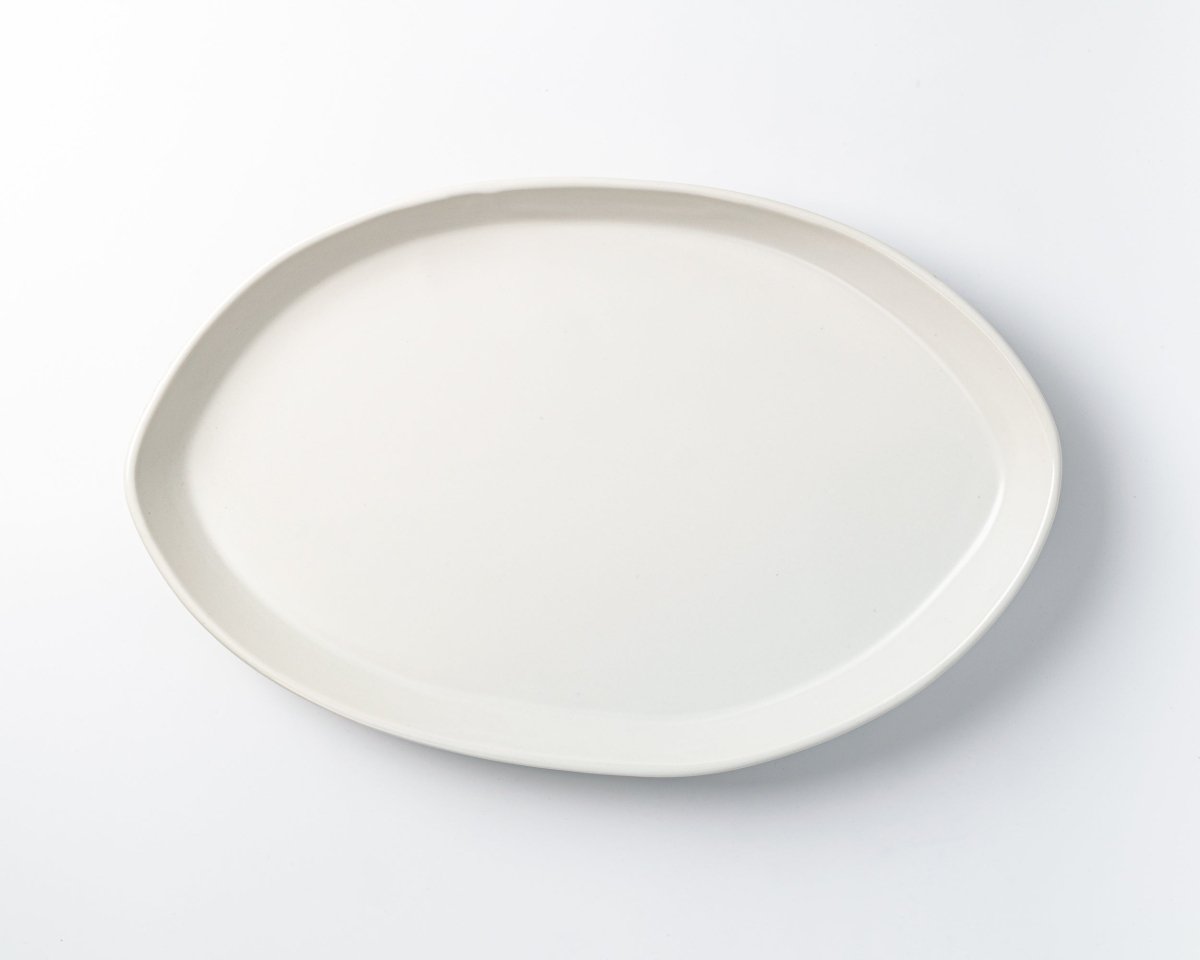 Haand 15" White Porcelain Oval Serving Platter - Handmade USA