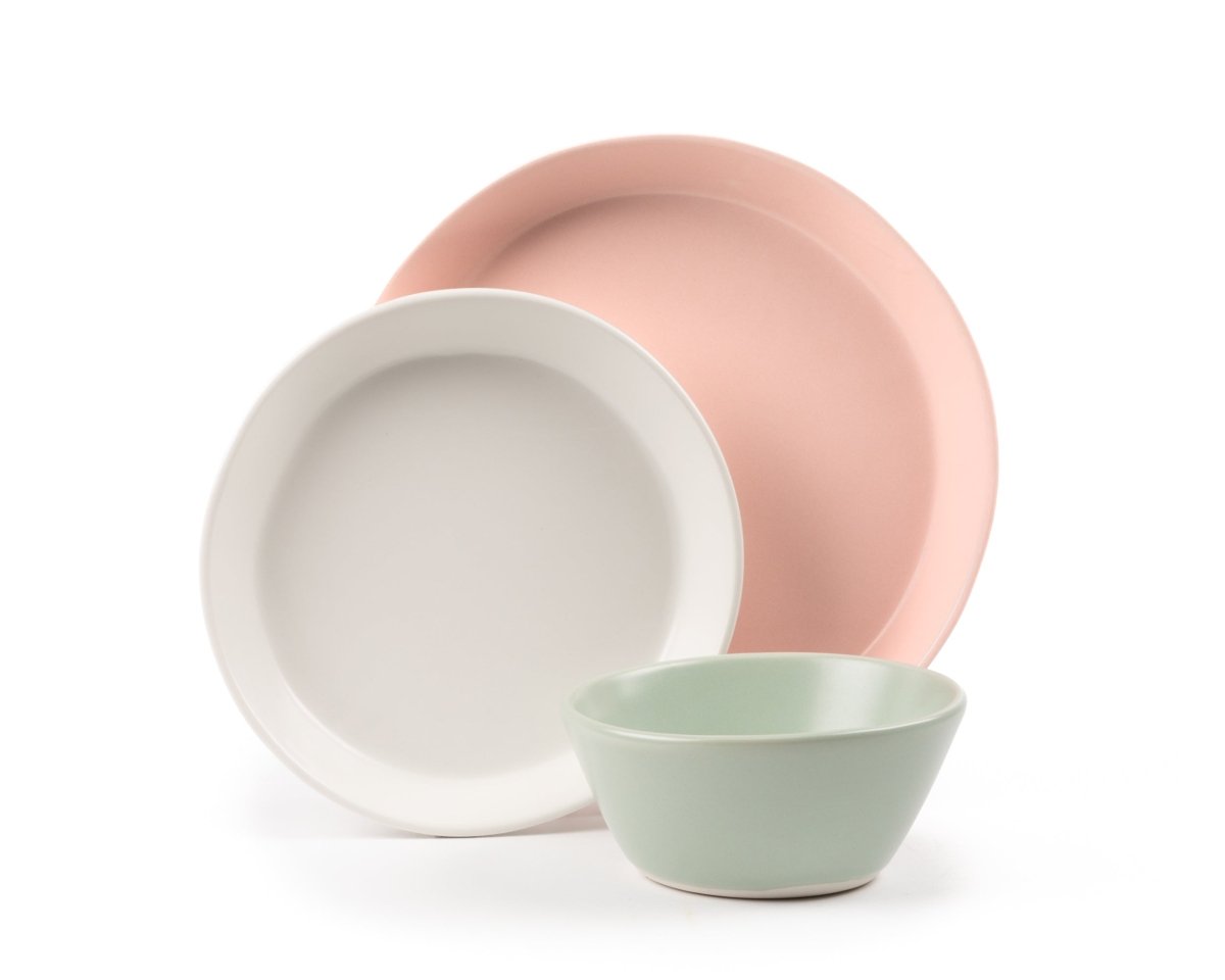 Haand Haand Skali White Porcelain Coupe 3 - Piece Dinner Setting - Handmade