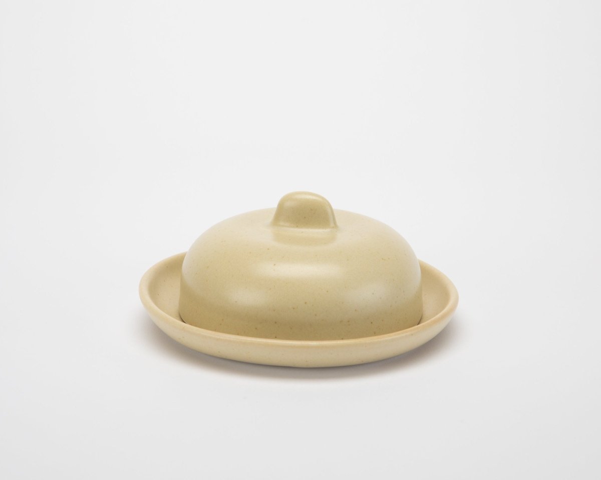 Haand Handmade White Porcelain Round Butter Dish with Lid