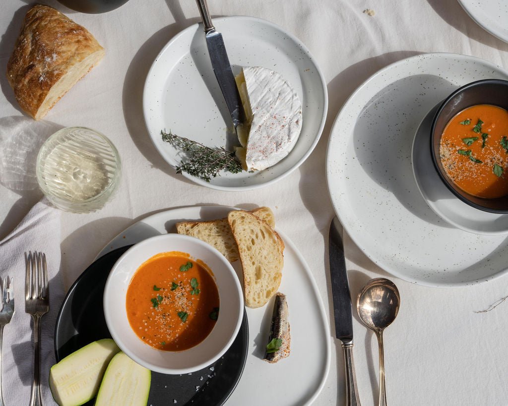 Haand Handmade White Porcelain Salad Coupe Plate 8" - Haand Skali