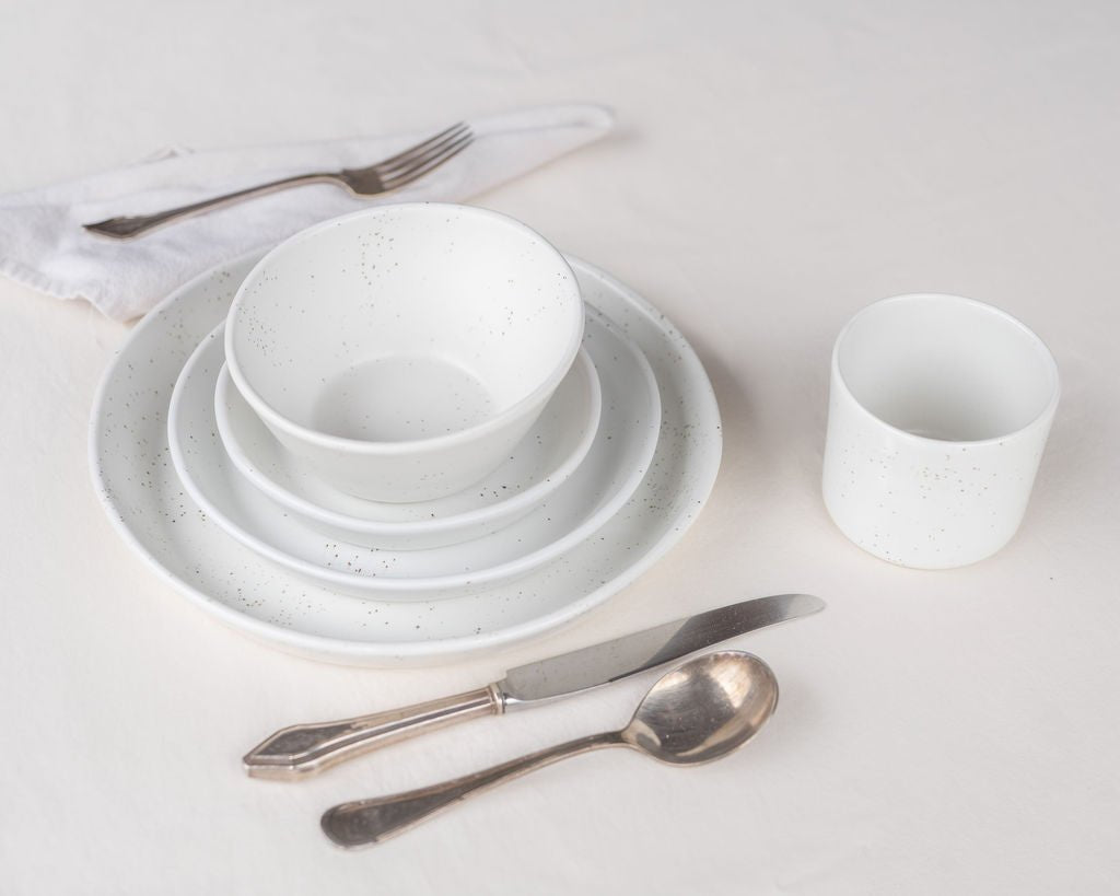 Haand Skali White Porcelain Coupe 5 - Piece Dinner Setting - Handmade USA