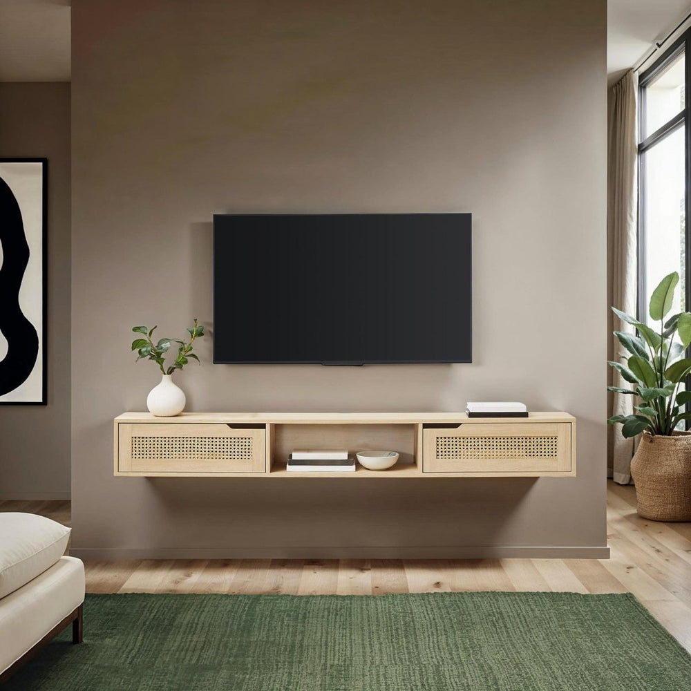 
                      
                        Walker Edison Hamkke Boho 2 - Door Floating TV Stand - lily & onyx
                      
                    