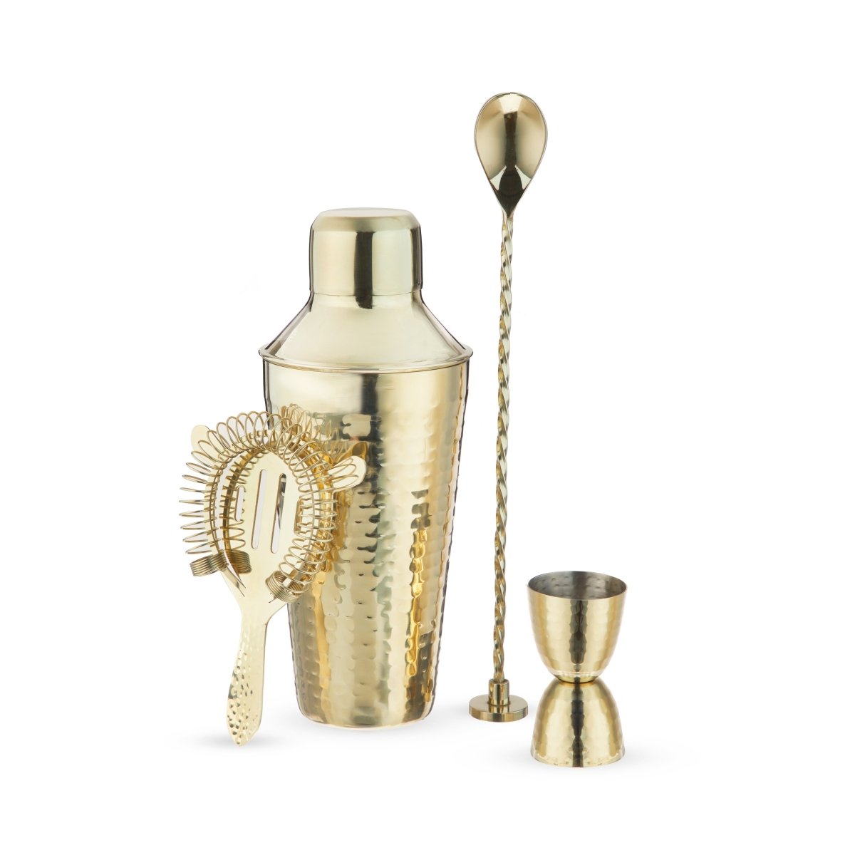Twine Living Hammered 4 - Piece Barware Set in Gold - lily & onyx