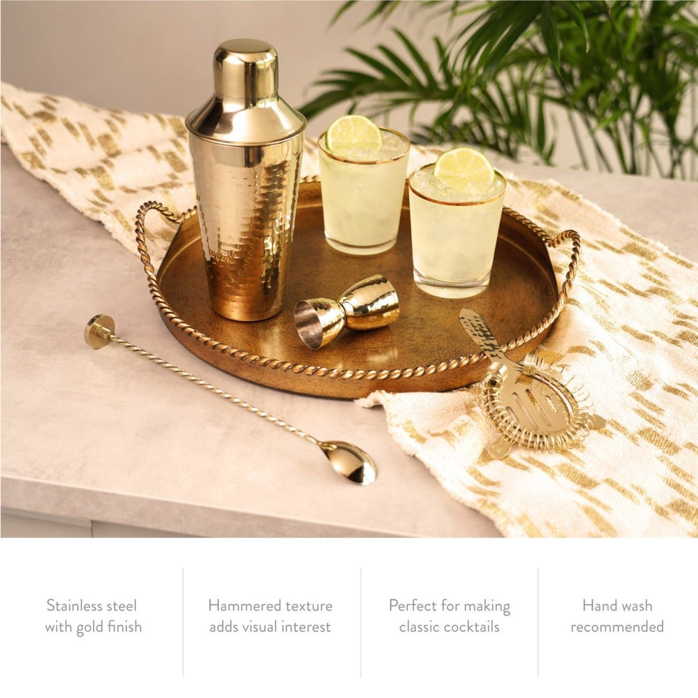 
                      
                        Twine Living Hammered 4 - Piece Barware Set in Gold - lily & onyx
                      
                    
