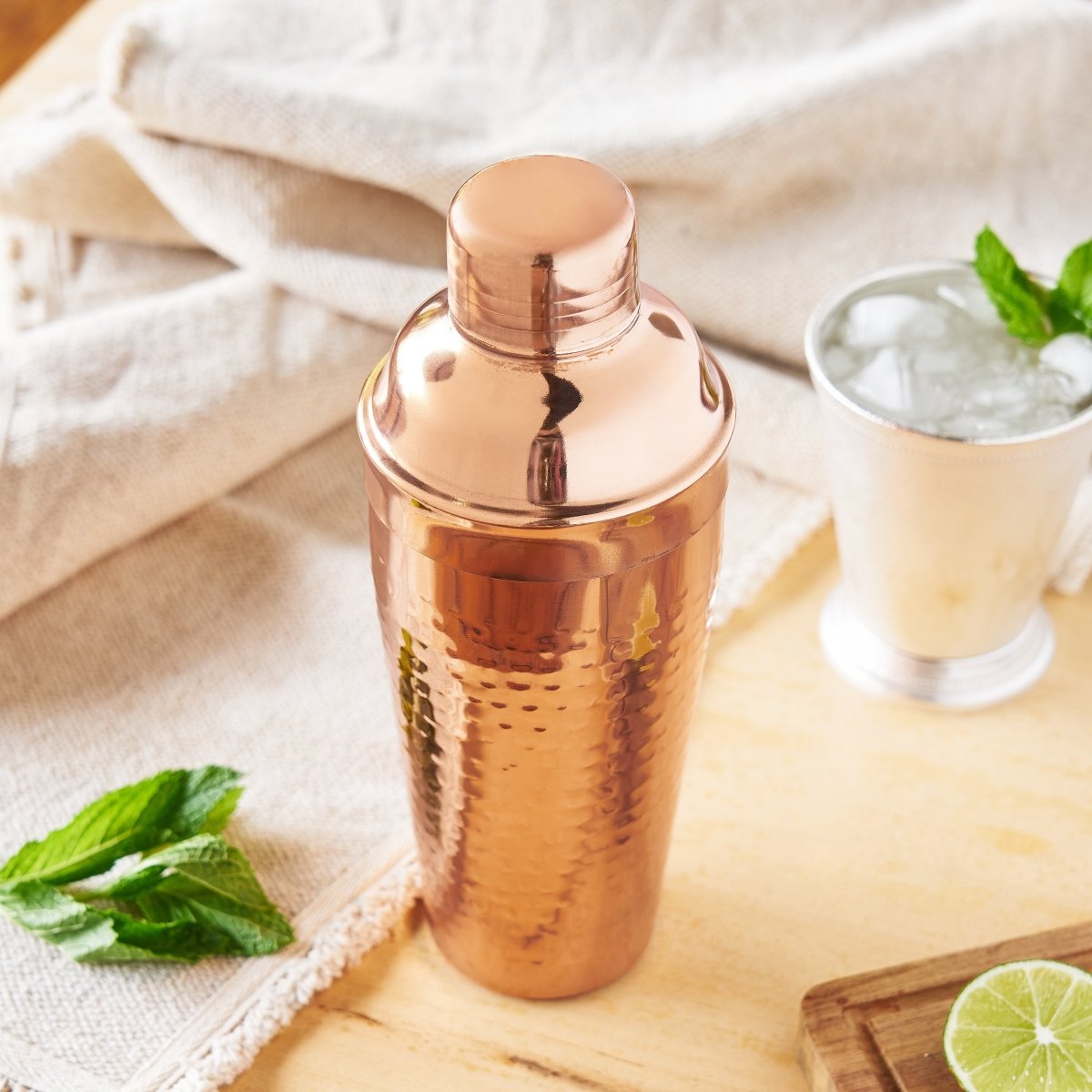 Twine Living Hammered Copper Cocktail Shaker - lily & onyx