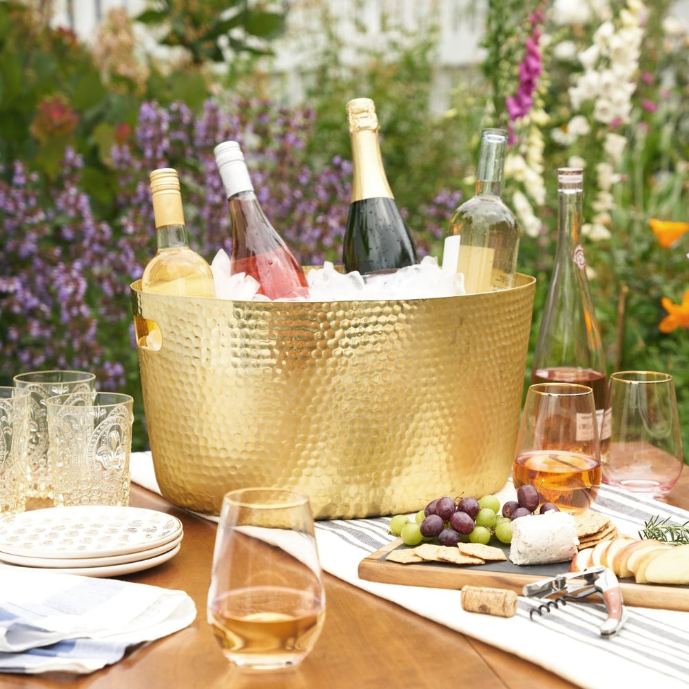 Twine Living Hammered Metal Beverage Tub, Gold - lily & onyx
