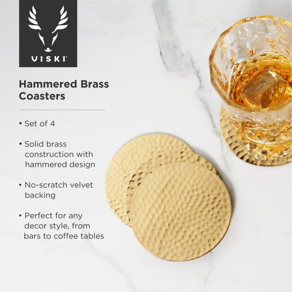 
                      
                        Viski Hammered Solid Brass Coasters, Set of 4 - lily & onyx
                      
                    