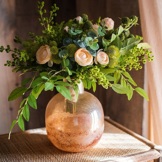 RusticReach Handblown Bubble Glass Bud Vase, Amber - lily & onyx