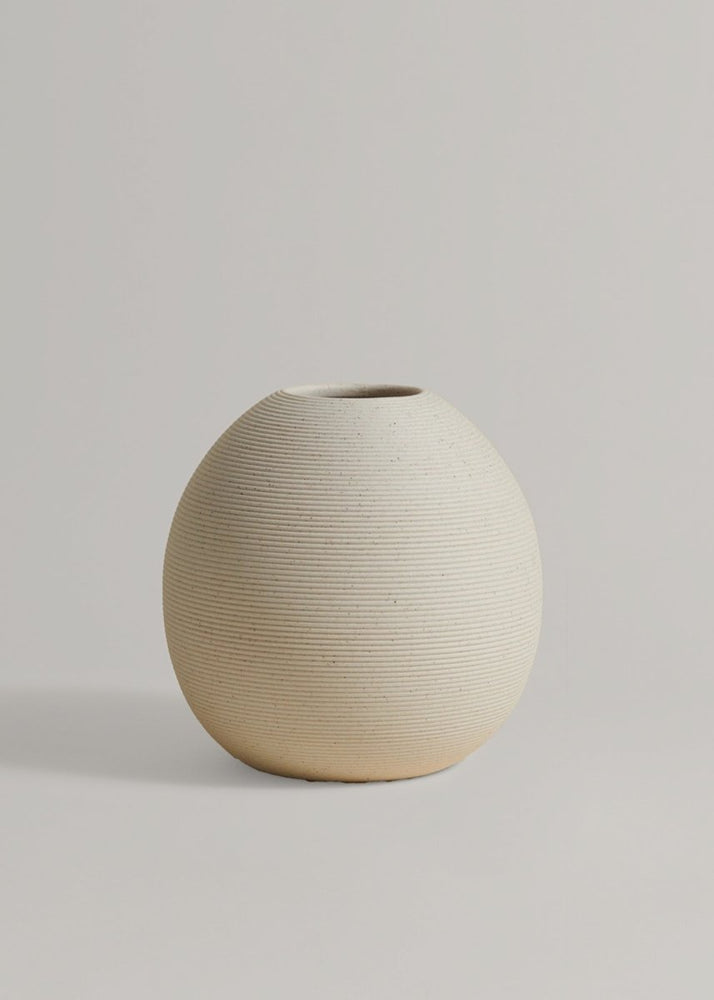 Afloral Handmade Ivory Clay Ribbed Sphere Vase - 5.25" - lily & onyx