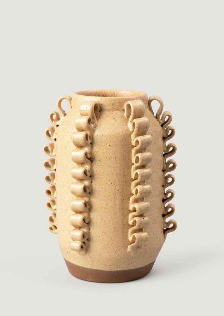 Afloral Handmade Textured Ceramic Lola Vase by Perla Valtierra in Almond - 7.75" - lily & onyx