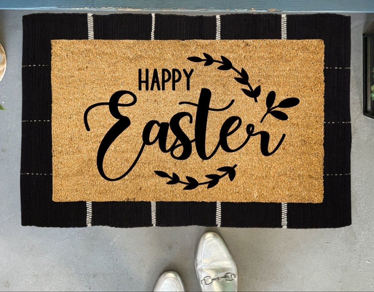 Nickel Designs Custom Doormats Happy Easter Floral Doormat - lily & onyx