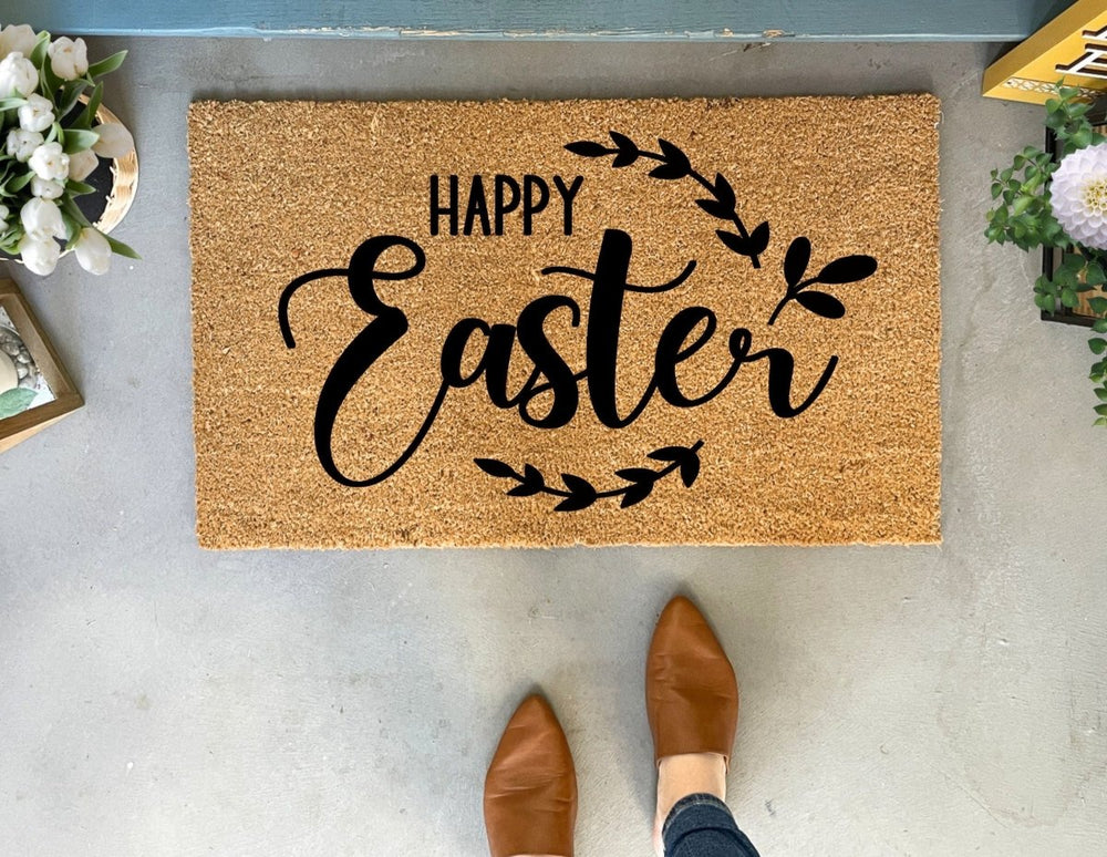 Nickel Designs Custom Doormats Happy Easter Floral Doormat - lily & onyx