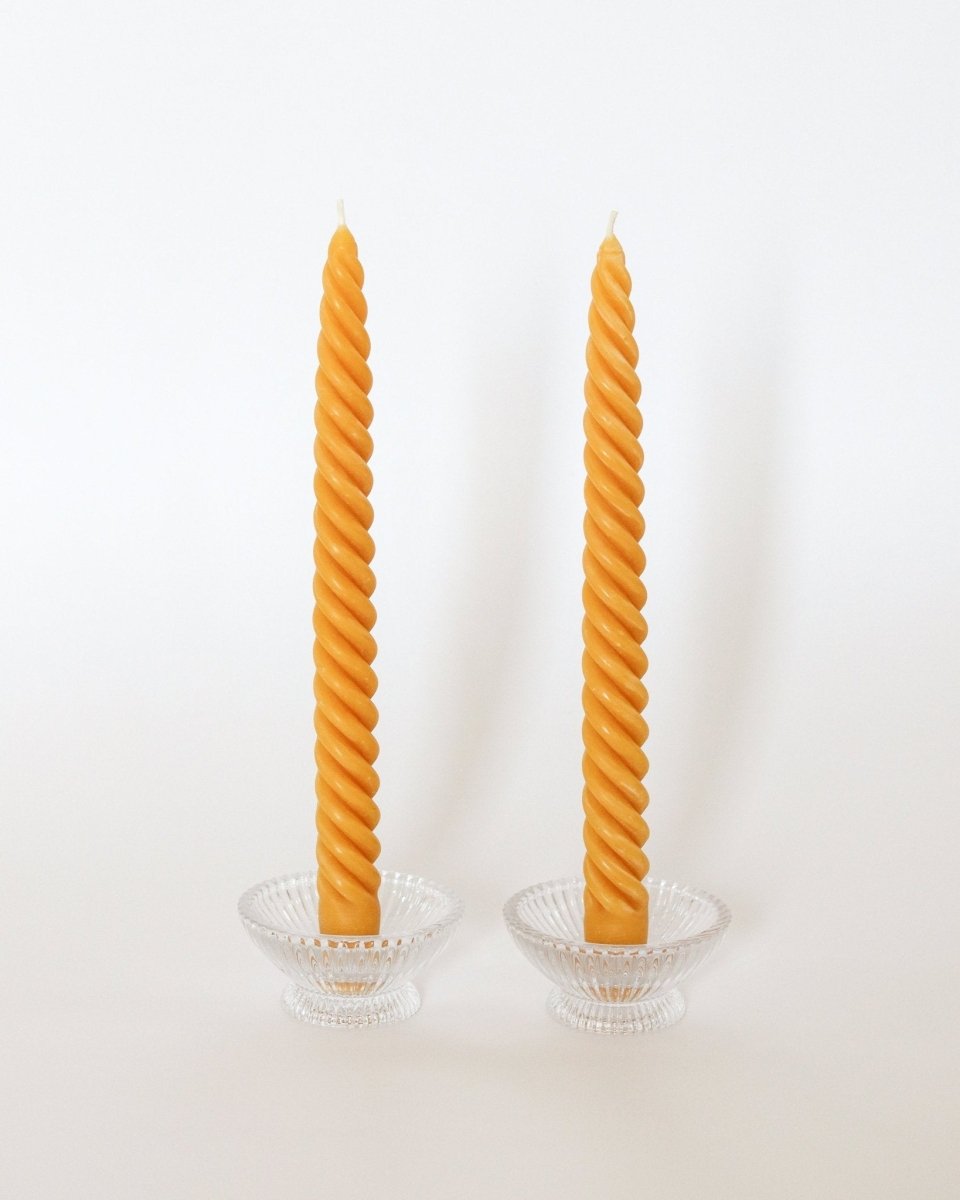 Happy Organics Natural Yellow Dinner Taper Candles - Set of 2