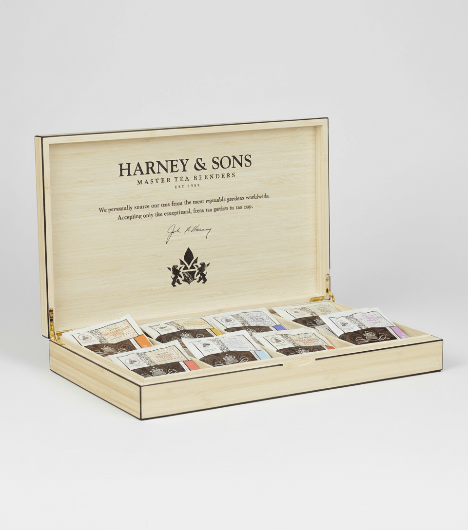 Harney & Sons Fine Teas Bamboo Heirloom Tea Chest Featuring Eight Teas – Wrapped Sachets